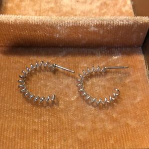 Vintage Silver Spiral Half Hoop Earrings